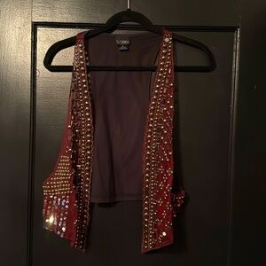 Embellished Burgundy Tank Top